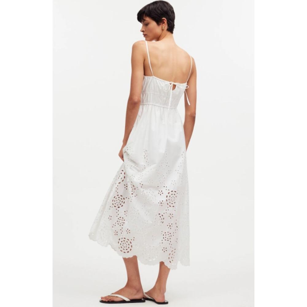 Madewell Embroidered Tank Midi Dress in Poplin White Women's 14 Summer‎ Casual - Picture 10 of 10